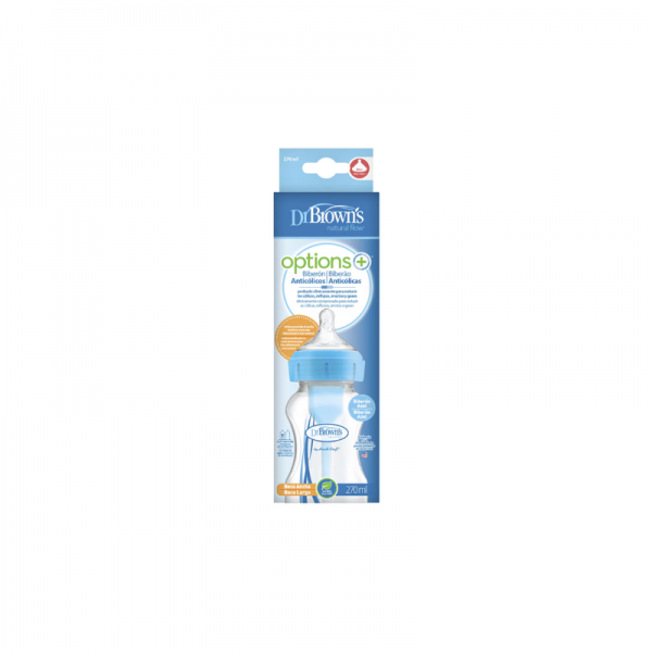 Biberon tetina silicona boca ancha dr brown natural flow options 270 ml