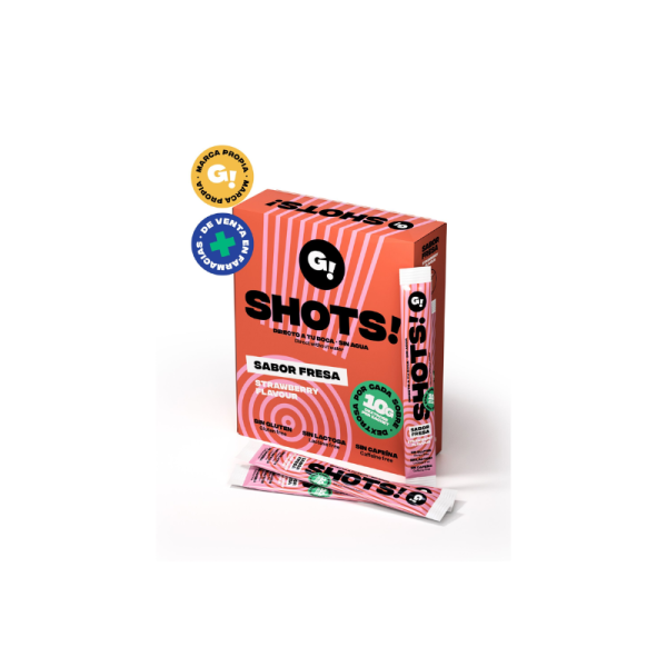Shots dextrosa granulada 10 sobres sabor fresa
