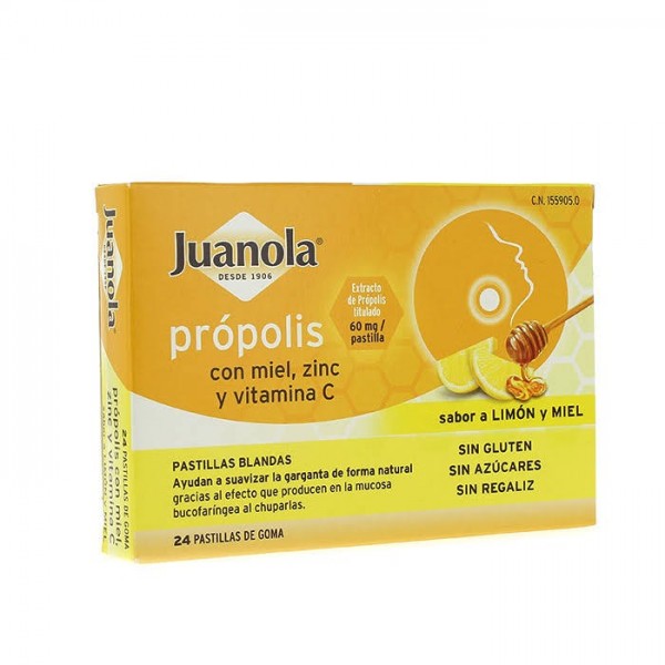 Juanola Propolis Con Miel Zinc Vitamina C 24 Pastillas
