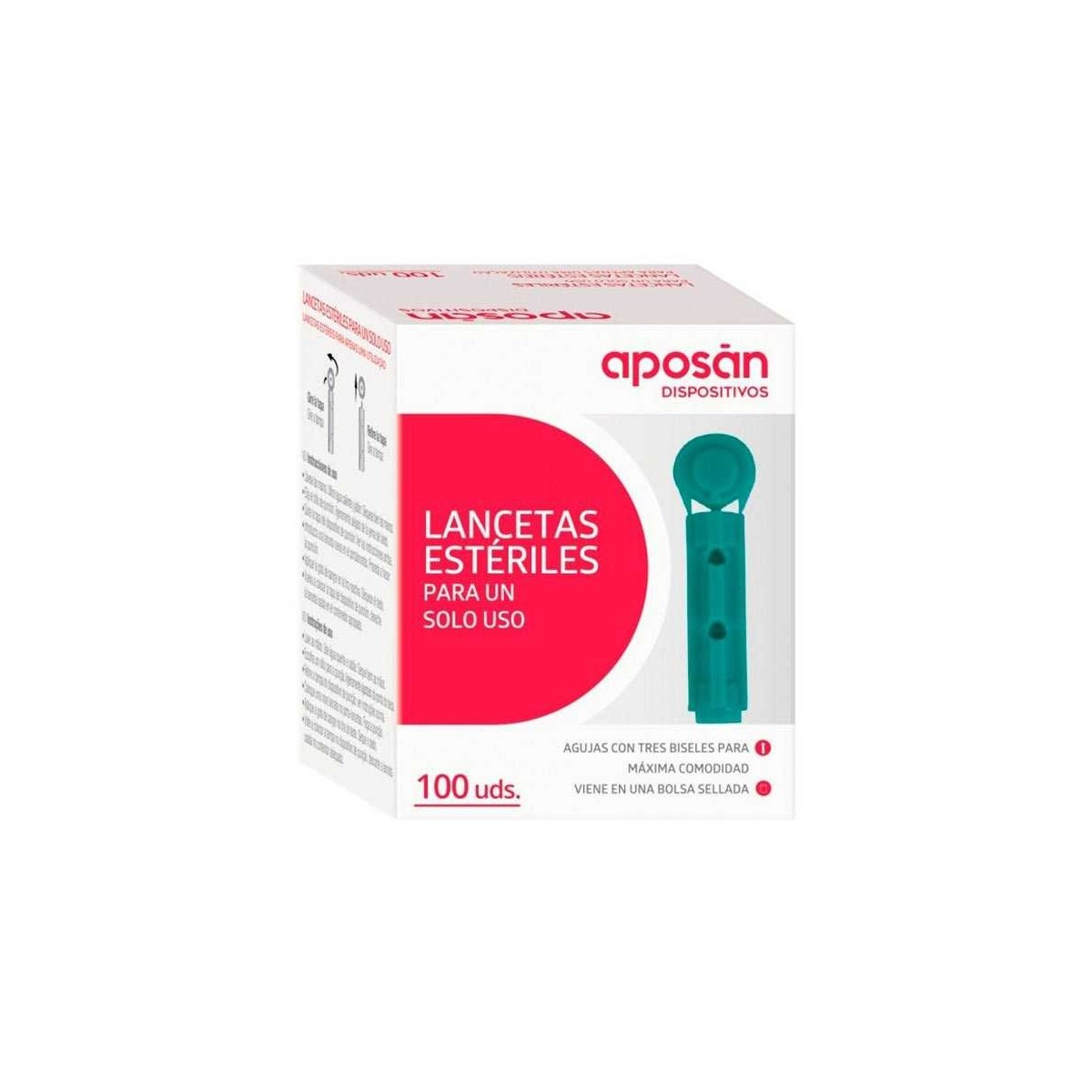 Lanceta glucometro aposan 100 unidades